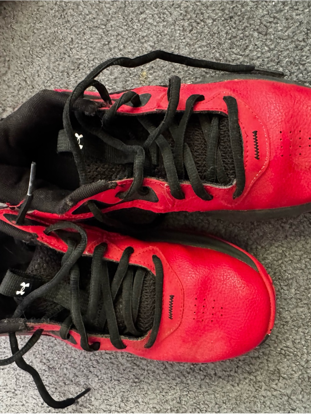 Under Armour Kids Red and Black Lace-Up Sneakers